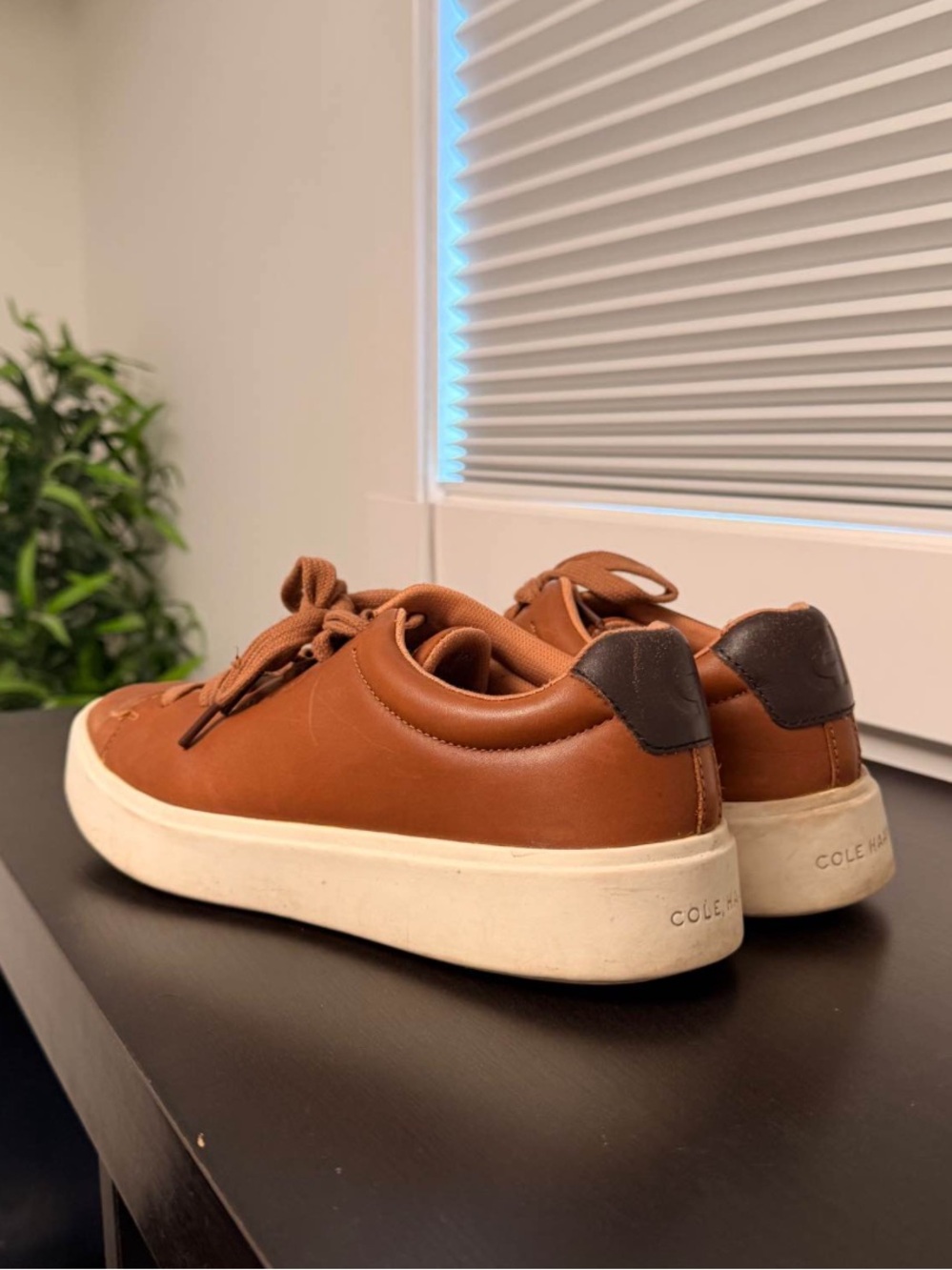 Cole Haan Men’s Tan Brown Leather Low-Top Sneakers